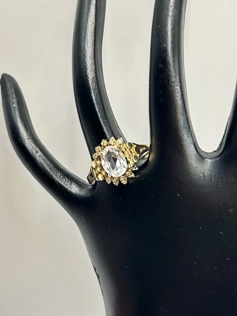 8k Gold Clear Quartz Halo Ring